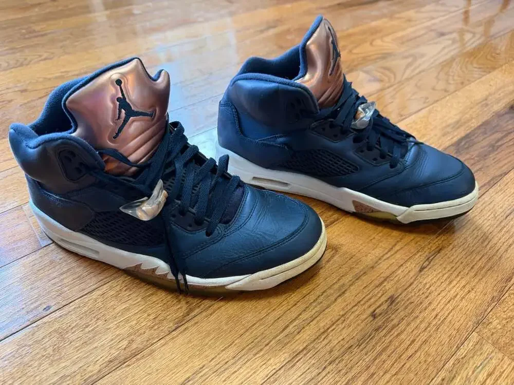 Nike Air Jordan 5 Retro Bronze Obsidian Metallic Red Bronze Sneakers US 11